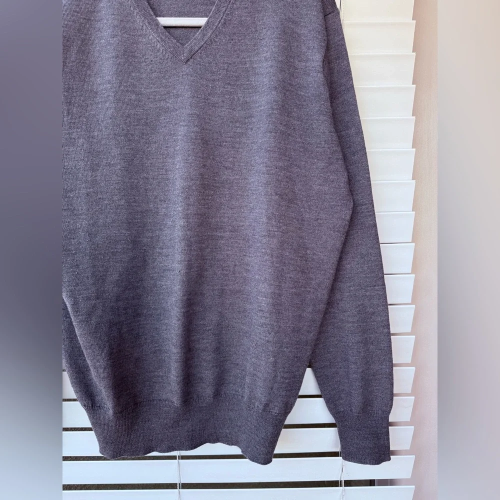 Peter Millar Sweater Mens Charcoal Gray Crown Soft V Neck Merino Wool Silk M - Picture 4 of 11
